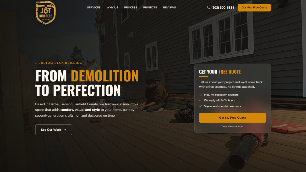 Website built for J&T Builders